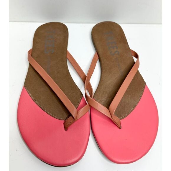 Tkees Sandals Womens Size 5US Leather Countours Pink Brown Slip On - Picture 1 of 7
